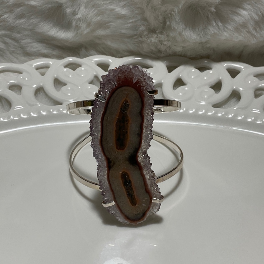 Silver Geode Cuff Bracelet - Picture 5 of 9